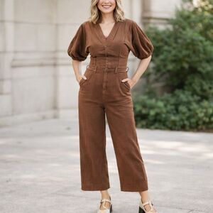Anthro Ética Brown Organic Cotton Utility Jumpsuit S Gorpcore Heritage Woods Boh